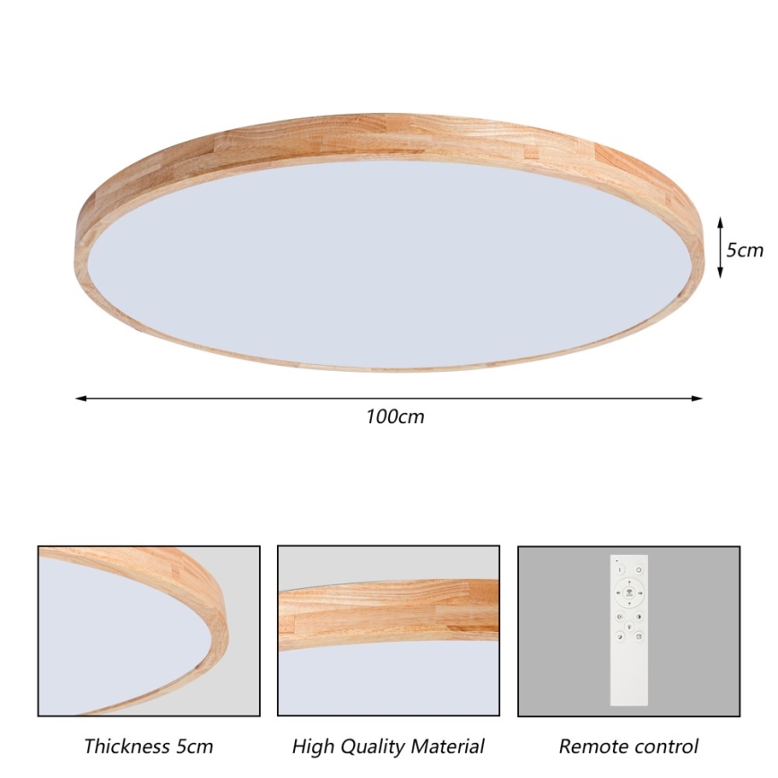 Brilagi - Plafoniera LED dimmerabile WOODLINE LED/128W/230V 3000-6000K rovere Ø 100 cm + telecomando
