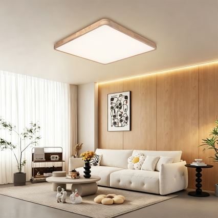 Brilagi - Plafoniera dimmerabile a LED WOODLINE SQUARE LED/100W/230V 3000-6000K rovere 80x80 cm + telecomando