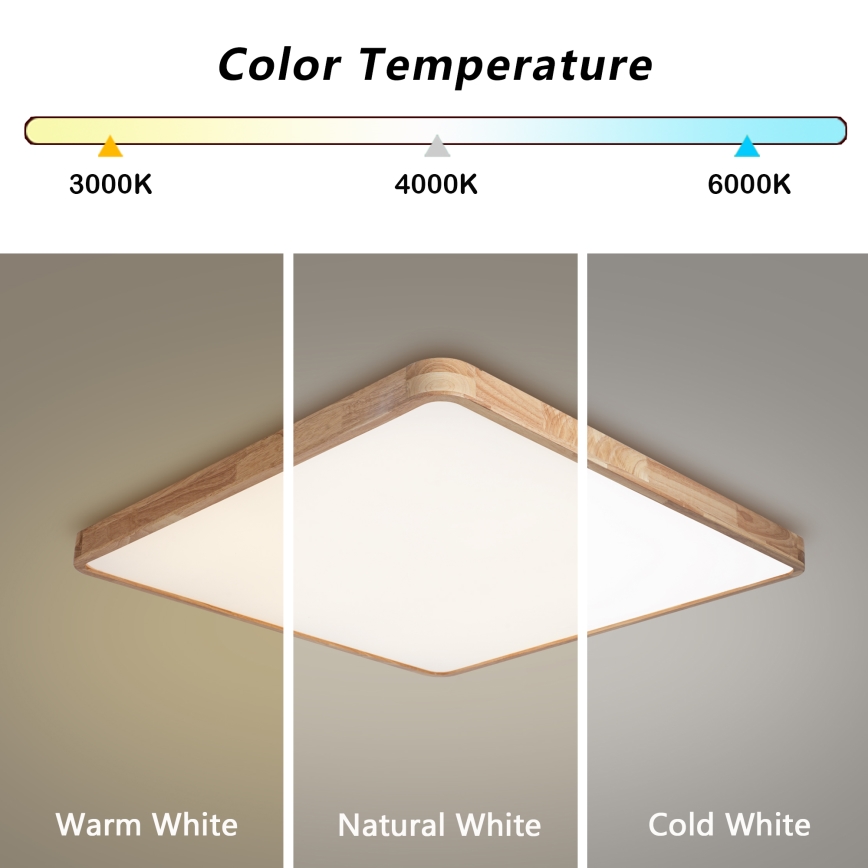Brilagi - Plafoniera dimmerabile a LED WOODLINE SQUARE LED/100W/230V 3000-6000K rovere 80x80 cm + telecomando