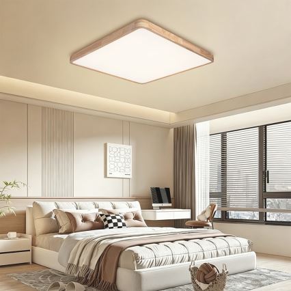 Brilagi - Plafoniera dimmerabile a LED WOODLINE SQUARE LED/100W/230V 3000-6000K rovere 80x80 cm + telecomando