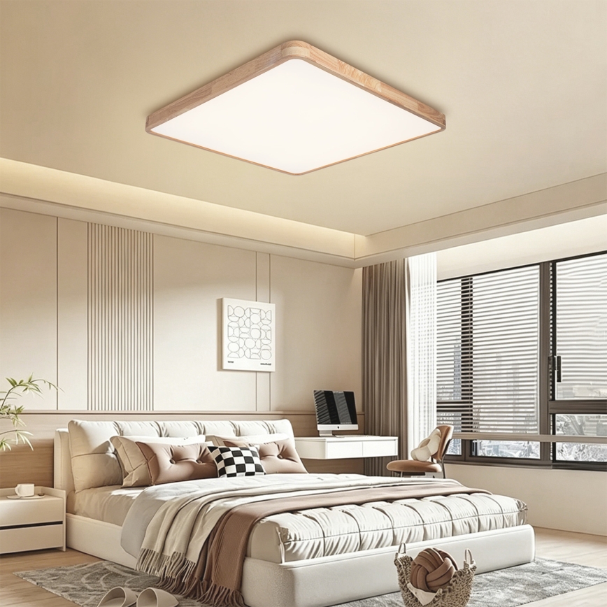 Brilagi - Plafoniera dimmerabile a LED WOODLINE SQUARE LED/100W/230V 3000-6000K rovere 80x80 cm + telecomando