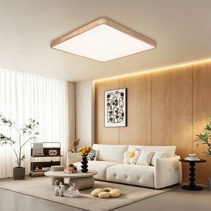 Brilagi - Plafoniera dimmerabile a LED WOODLINE SQUARE LED/180W/230V 3000-6000K rovere 100x100 cm + telecomando