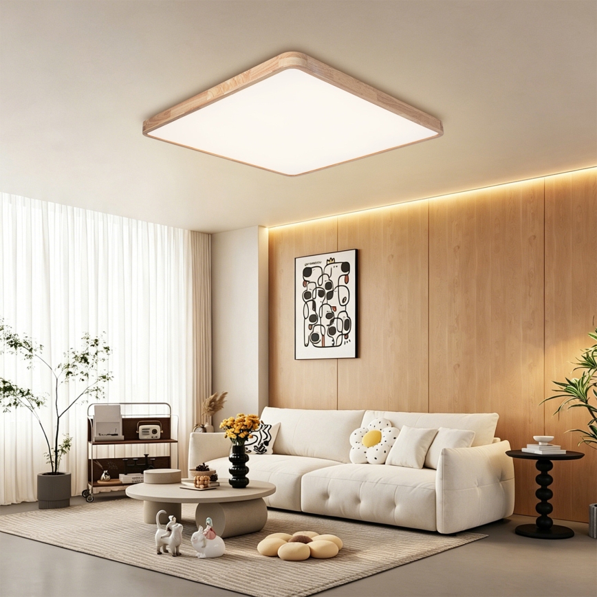 Brilagi - Plafoniera dimmerabile a LED WOODLINE SQUARE LED/180W/230V 3000-6000K rovere 100x100 cm + telecomando