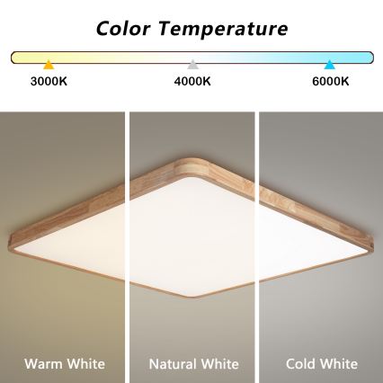 Brilagi - Plafoniera dimmerabile a LED WOODLINE SQUARE LED/180W/230V 3000-6000K rovere 100x100 cm + telecomando