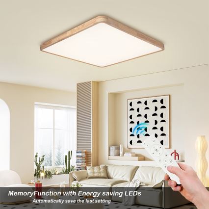 Brilagi - Plafoniera dimmerabile a LED WOODLINE SQUARE LED/180W/230V 3000-6000K rovere 100x100 cm + telecomando