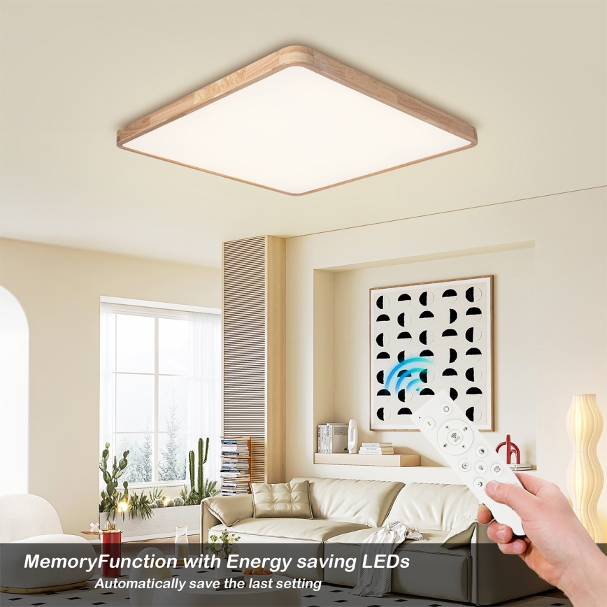 Brilagi - Plafoniera dimmerabile a LED WOODLINE SQUARE LED/180W/230V 3000-6000K rovere 100x100 cm + telecomando