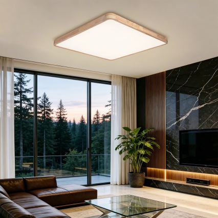 Brilagi - Plafoniera dimmerabile a LED WOODLINE SQUARE LED/180W/230V 3000-6000K rovere 100x100 cm + telecomando