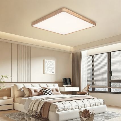 Brilagi - Plafoniera dimmerabile a LED WOODLINE SQUARE LED/180W/230V 3000-6000K rovere 100x100 cm + telecomando