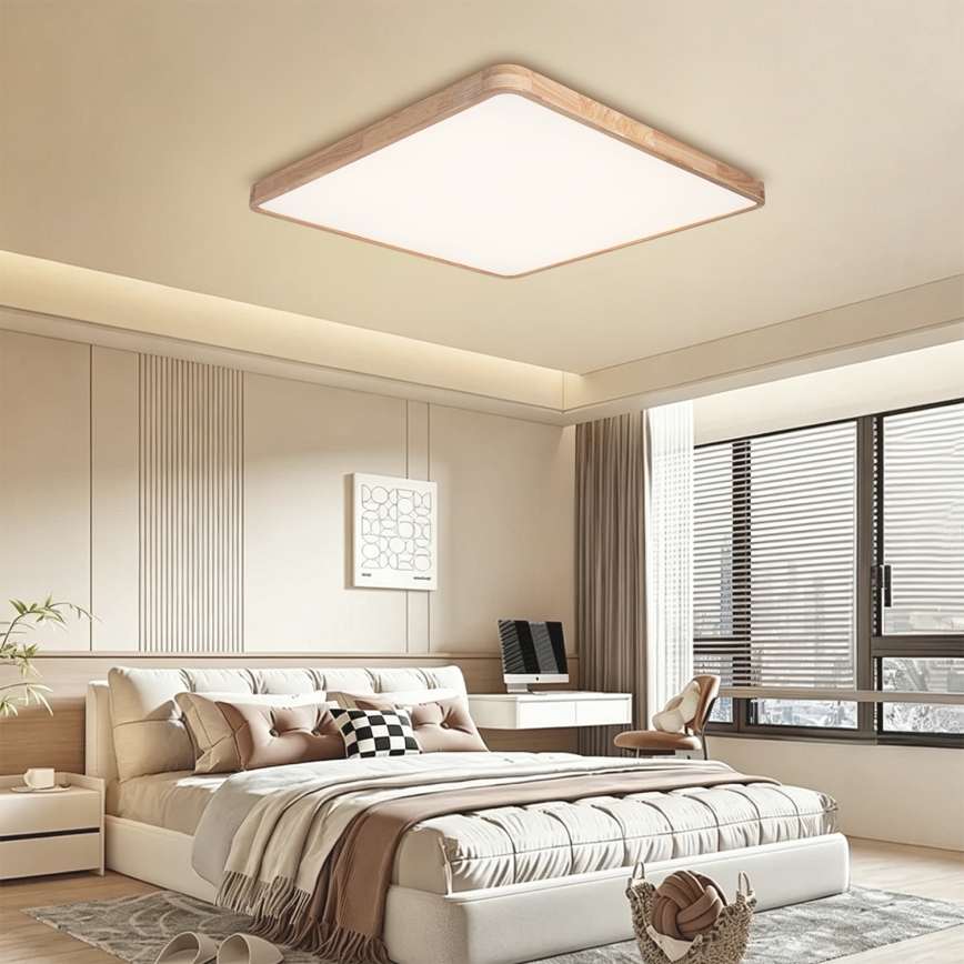 Brilagi - Plafoniera dimmerabile a LED WOODLINE SQUARE LED/180W/230V 3000-6000K rovere 100x100 cm + telecomando
