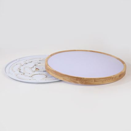 Brilagi - Plafoniera LED dimmerabile WOODROUND LED/70W/230V 3000-6000K Ø 80 cm legno CRI 90 + telecomando