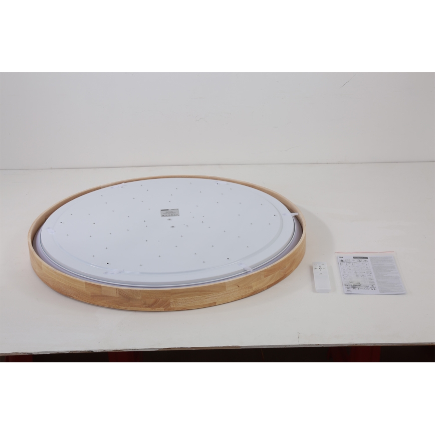 Brilagi - Plafoniera LED dimmerabile WOODROUND LED/70W/230V 3000-6000K Ø 80 cm legno CRI 90 + telecomando