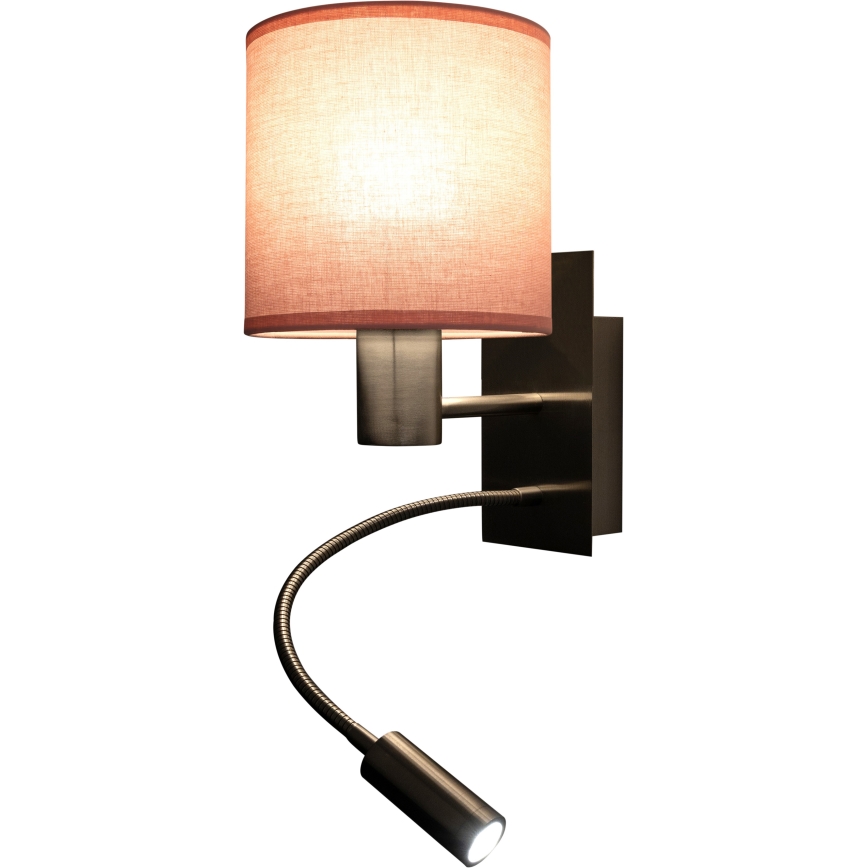 Brilagi - Lampada da parete LED flessibile BOBO 1xE27/25W/230V + LED/3W cromo opaco/rosa