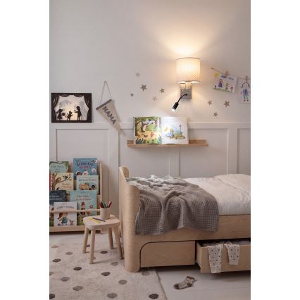 Brilagi - Lampada da parete flessibile a LED BOBO 1xE27/25W/230V + LED/3W cromo opaco/beige/a puntini