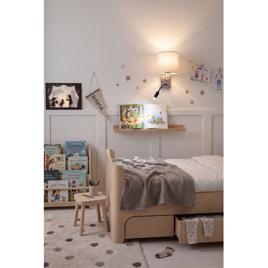 Brilagi - Lampada da parete flessibile a LED BOBO 1xE27/25W/230V + LED/3W cromo opaco/beige/a puntini