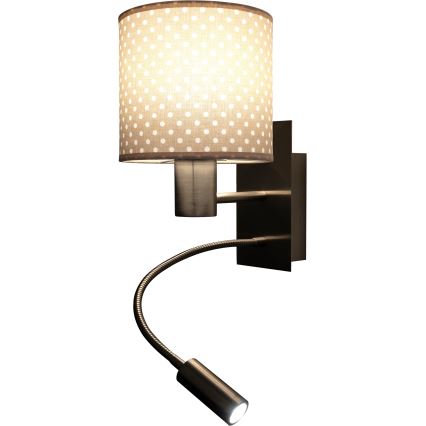 Brilagi - Lampada da parete flessibile a LED BOBO 1xE27/25W/230V + LED/3W cromo opaco/beige/a puntini