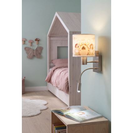 Brilagi - Lampada da parete flessibile LED per bambini BOBO 1xE27/25W/230V + LED/3W cromo opaco/bianco/rosa/fate