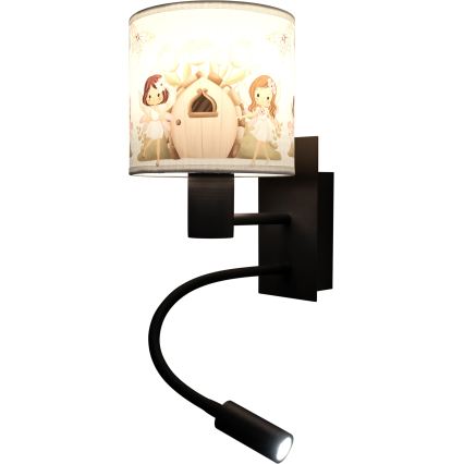 Brilagi - Lampada da parete flessibile a LED per bambini BOBO 1xE27/25W/230V + LED/3W nero/bianco/rosa/fate