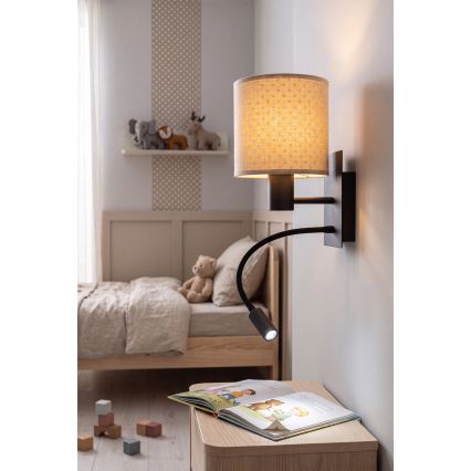 Brilagi - Lampada da parete flessibile LED BOBO 1xE27/25W/230V + LED/3W nero/beige/a pois