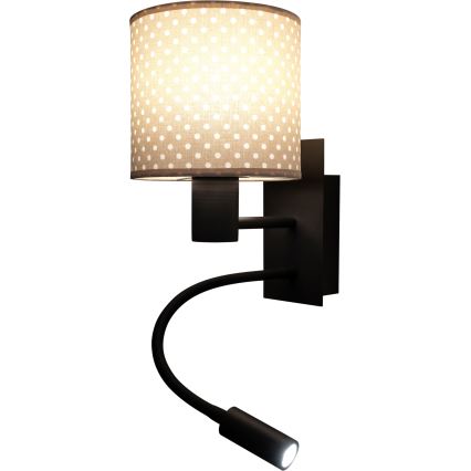 Brilagi - Lampada da parete flessibile LED BOBO 1xE27/25W/230V + LED/3W nero/beige/a pois