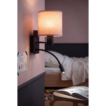 Brilagi - Lampada da parete flessibile LED BOBO 1xE27/25W/230V + LED/3W nero/rosa