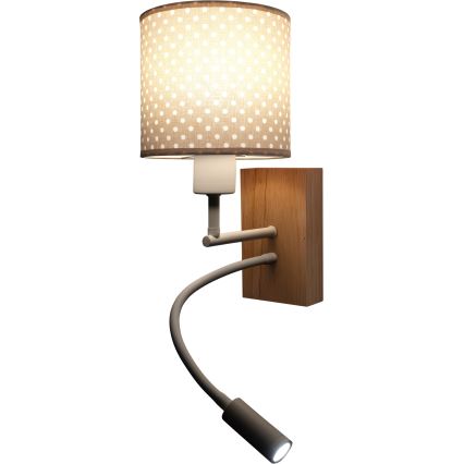 Brilagi - Lampada da parete LED flessibile per bambini BOBO WOOD 1xE27/25W/230V + LED/3W rovere/bianco/beige/a pois