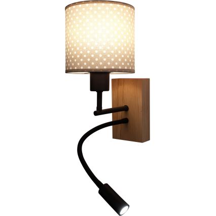Brilagi - Lampada da parete LED flessibile per bambini BOBO WOOD 1xE27/25W/230V + LED/3W rovere/nero/beige/a pois