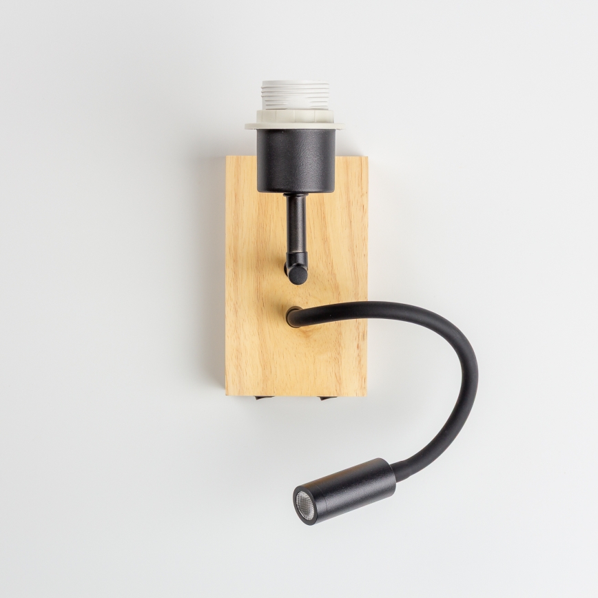 BRILAGI - Lampada da parete LED flessibile BOBO WOOD 1xE27/25W/230V + LED/3W rovere/nero/rosa