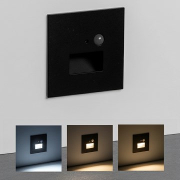 Brilagi - lampada LED per scale con sensore di movimento e crepuscolare JACK LED/3W/230V 3000/4000/6500K IP65 nero