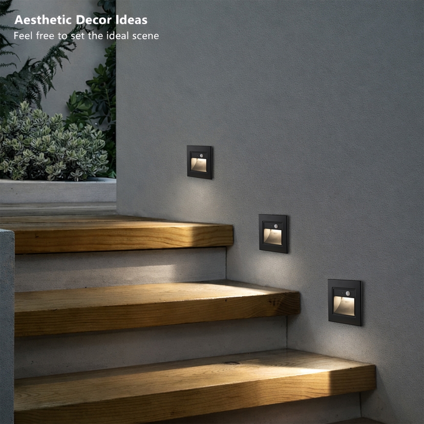 Brilagi - Lampada LED per scale con sensore STEP LIGHT LED/1,5W/230V IP44 nero