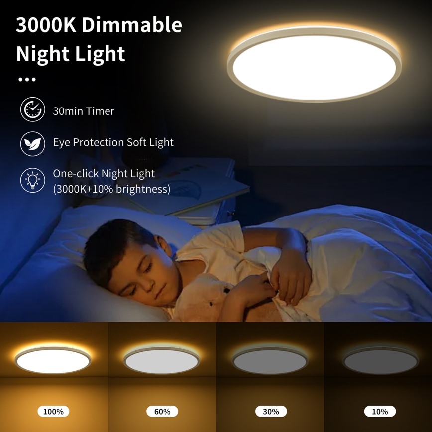 Brilagi - Lampada da soffitto dimmerabile LED RGBW ULTRA SLIM LED/18W/230V 2700-6500K diam. 30 cm bianco + telecomando