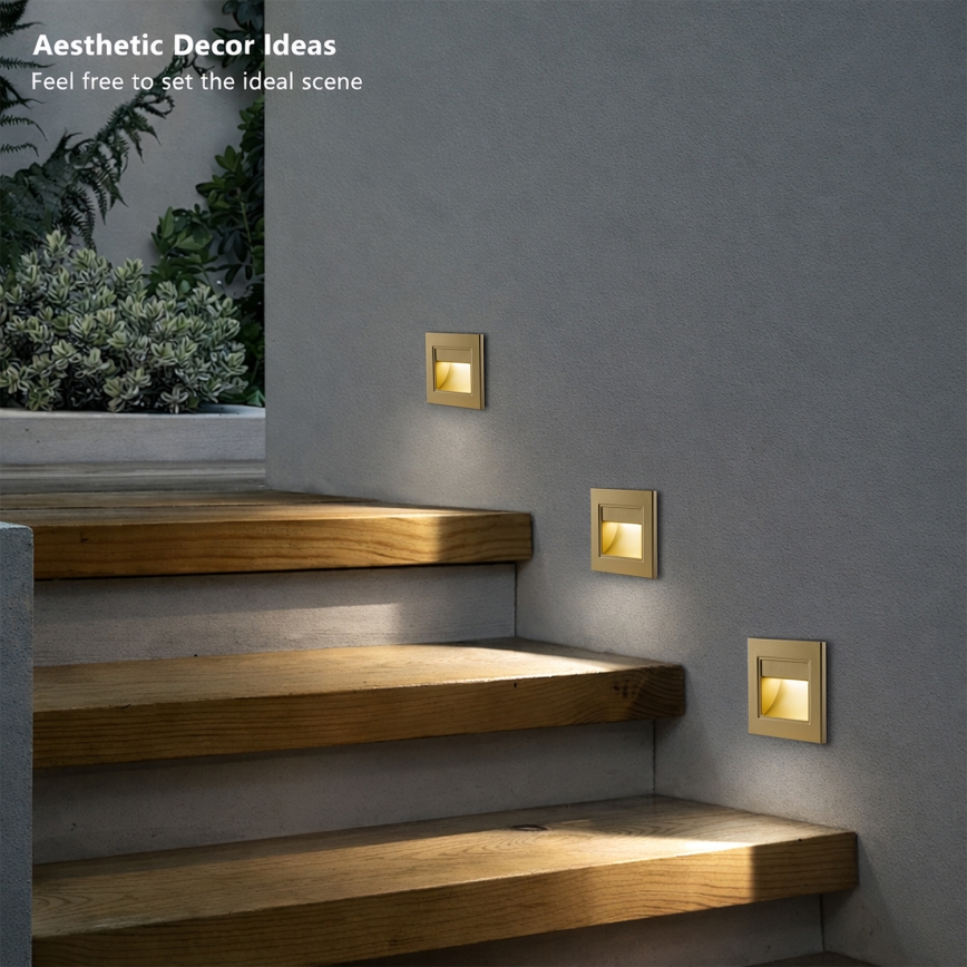 Brilagi - Lampada per gradini LED STEP LIGHT LED/1,5W/230V IP44 dorata