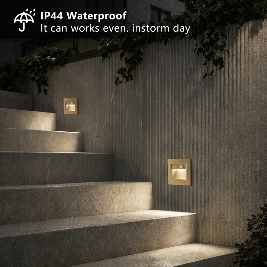Brilagi - Lampada LED per scale con sensore STEP LIGHT LED/1,5W/230V IP44 oro