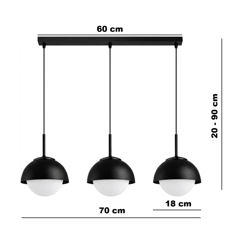BRILAGI - Lampada sospesa a cavo COSMO 3xE27/60W/230V nera