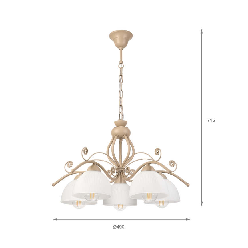 Brilagi - Lampadario a catena ANTICO MODERN 5xE27/60W/230V beige
