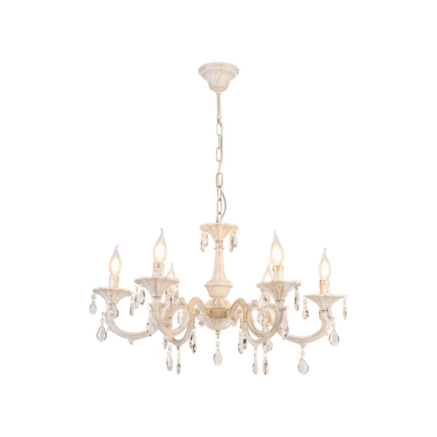 Brilagi - Lampadario a catena CLASSIC 6xE14/10W/230V crema/patina