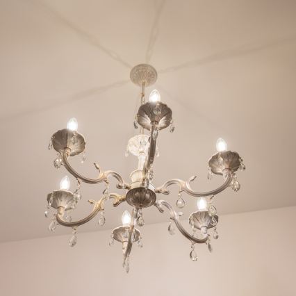 BRILAGI - Lampadario a catena CLASSIC 6xE14/10W/230V crema/patina