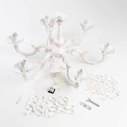 BRILAGI - Lampadario a catena CLASSIC 6xE14/10W/230V crema/patina