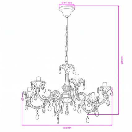BRILAGI - Lampadario a catena CLASSIC 6xE14/10W/230V crema/patina