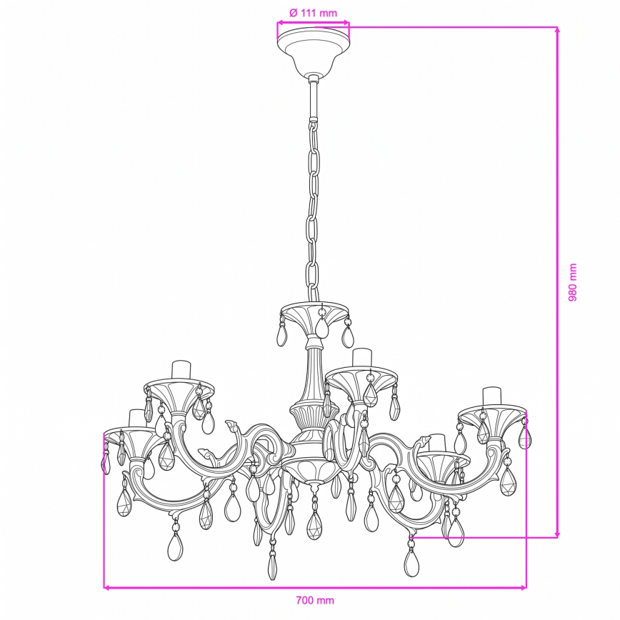 BRILAGI - Lampadario a catena CLASSIC 6xE14/10W/230V crema/patina
