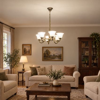 BRILAGI - Lampadario a catena CLASSIC 6xE14/10W/230V in ottone