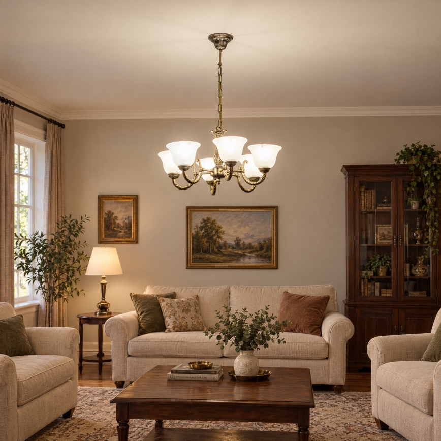 BRILAGI - Lampadario a catena CLASSIC 6xE14/10W/230V in ottone