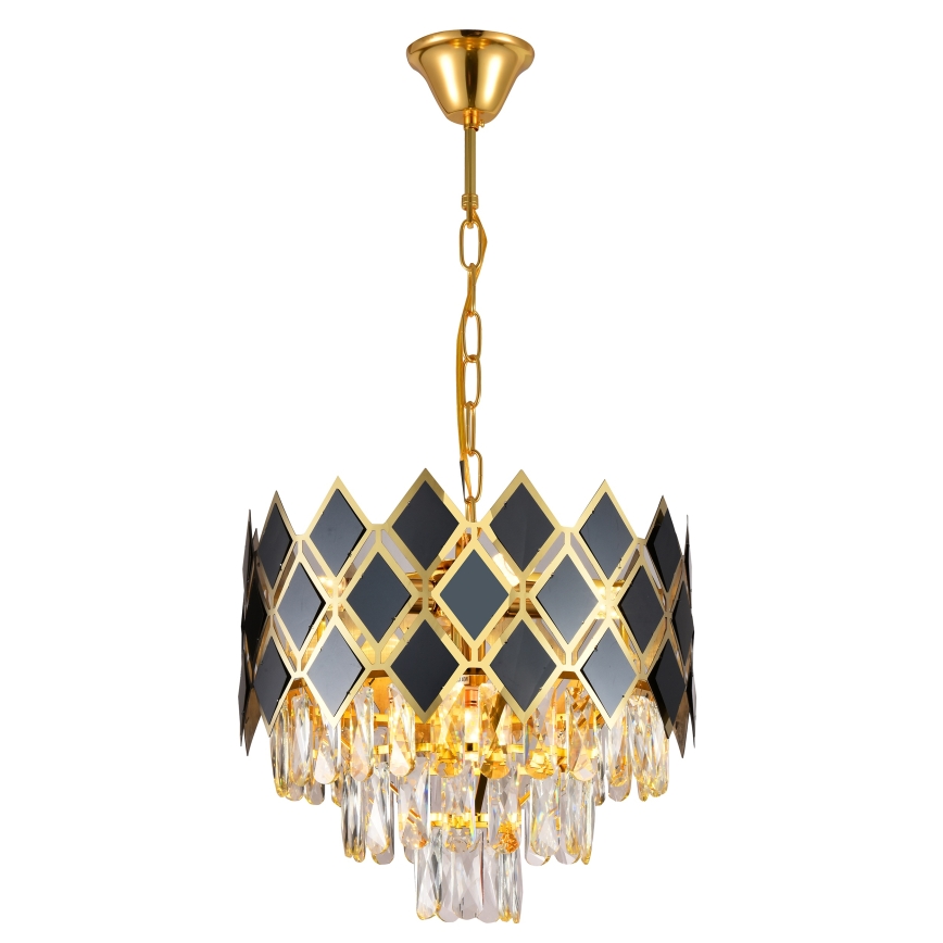 Brilagi - Lampadario a catena CRISTAL 5xE14/40W/230V Ø 38 cm oro/nero