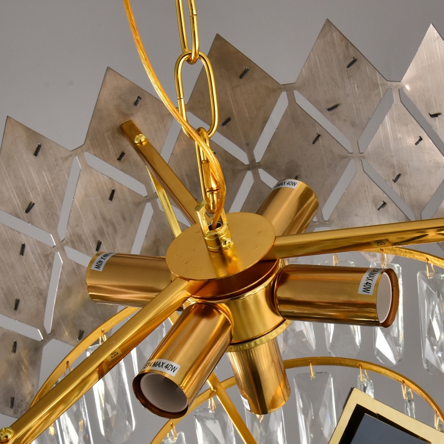 Brilagi - Lampadario a catena CRISTAL 5xE14/40W/230V Ø 38 cm oro/nero