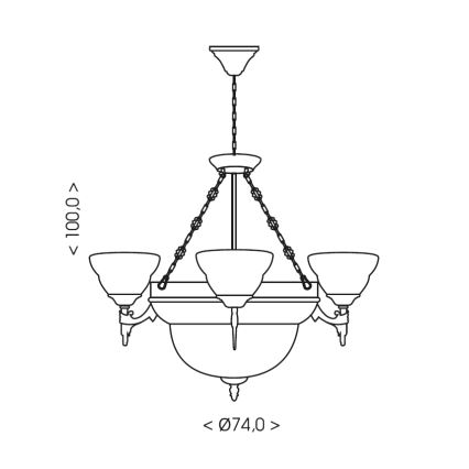 Brilagi - Lampadario a catena DAHLIA 6xE27/40W/230V diam. 74 cm ottone