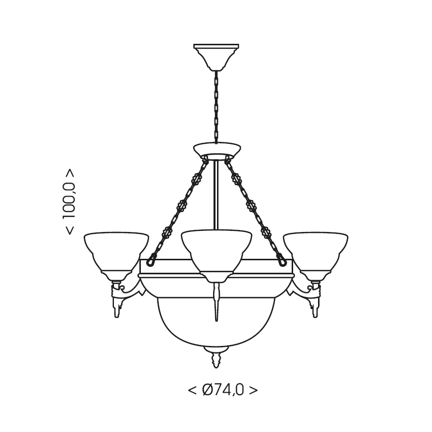 Brilagi - Lampadario a catena DAHLIA 6xE27/40W/230V diam. 74 cm ottone