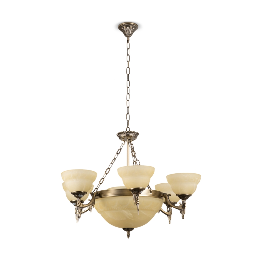 BRILAGI - Lampadario a catena DAHLIA 9xE27/40W/230V Ø 74 cm ottone