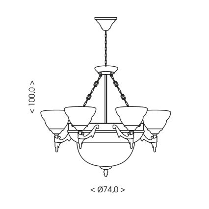 Brilagi - Lampadario a catena DAHLIA 9xE27/40W/230V Ø 74 cm ottone