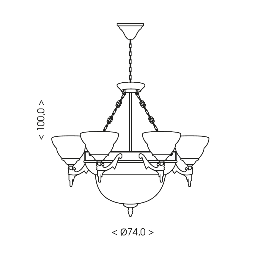 Brilagi - Lampadario a catena DAHLIA 9xE27/40W/230V Ø 74 cm ottone