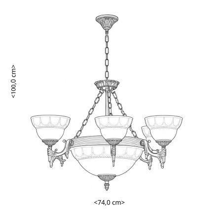 BRILAGI - Lampadario a catena DAHLIA 9xE27/40W/230V Ø 74 cm ottone