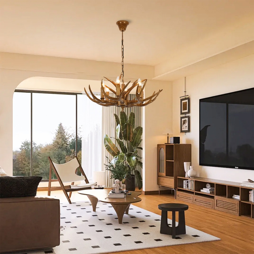 Brilagi - Lampadario a catena DEER 6xE14/10W/230V Ø 70 cm a corna